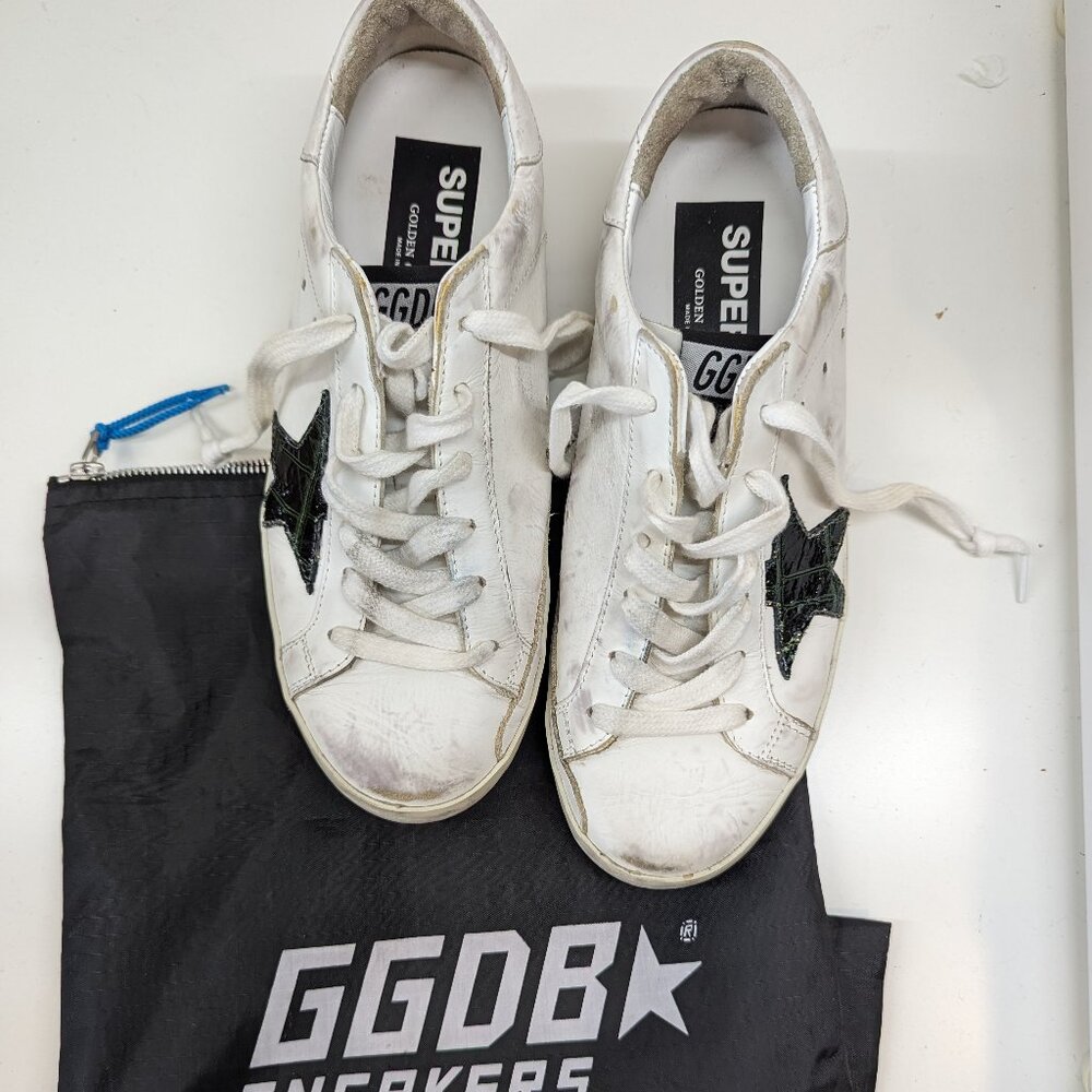 Golden Goose Superstars with bag
